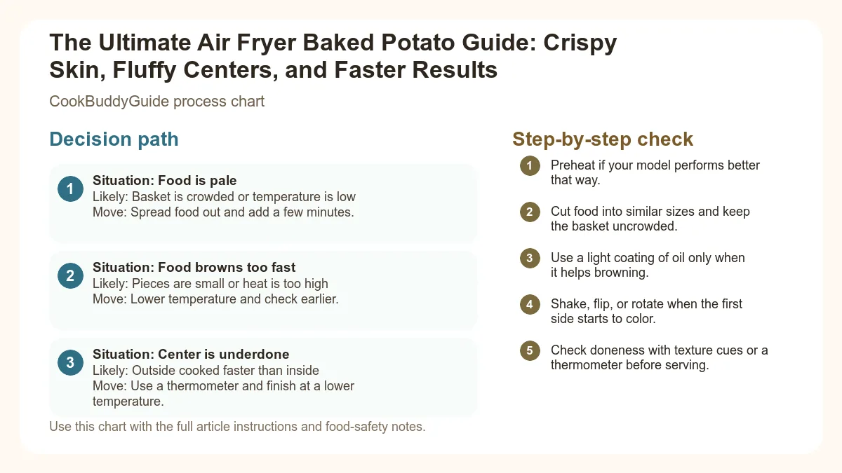 Process chart for The Ultimate Air Fryer Baked Potato Guide: Crispy Skin, Fluffy Centers, and Faster Results