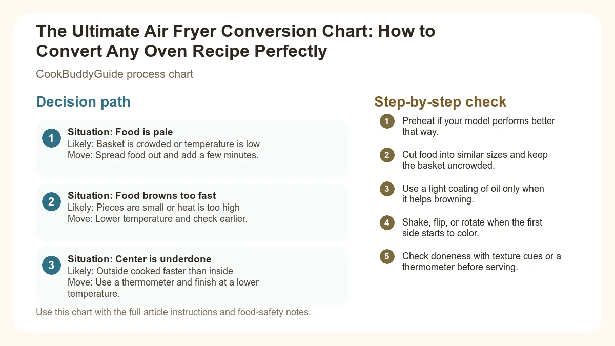 Process chart for The Ultimate Air Fryer Conversion Chart: How to Convert Any Oven Recipe Perfectly