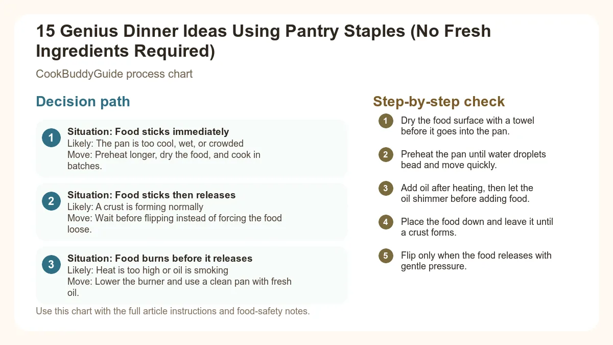 Process chart for 15 Genius Dinner Ideas Using Pantry Staples (No Fresh Ingredients Required)