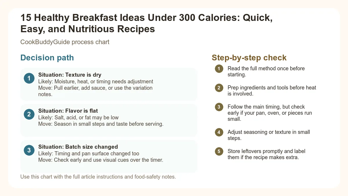 Process chart for 15 Healthy Breakfast Ideas Under 300 Calories: Quick, Easy, and Nutritious Recipes