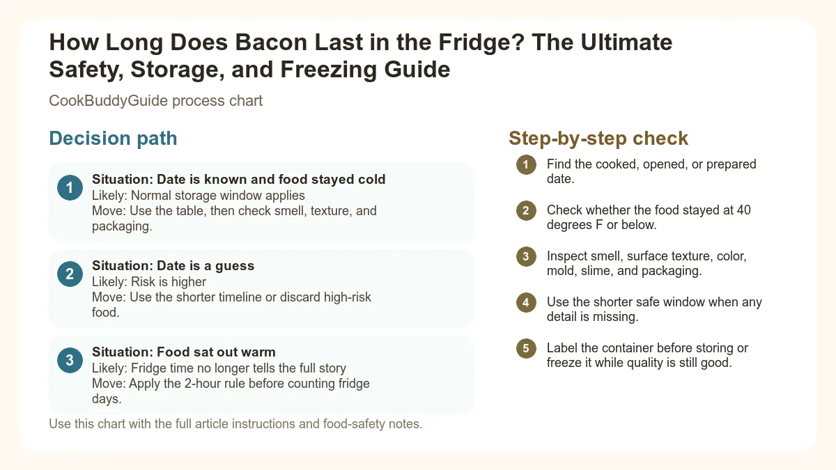 Process chart for How Long Does Bacon Last in the Fridge? The Ultimate Safety, Storage, and Freezing Guide
