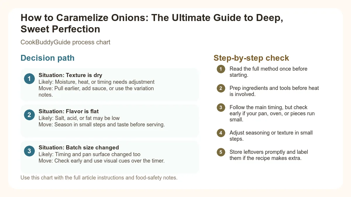 Process chart for How to Caramelize Onions: The Ultimate Guide to Deep, Sweet Perfection