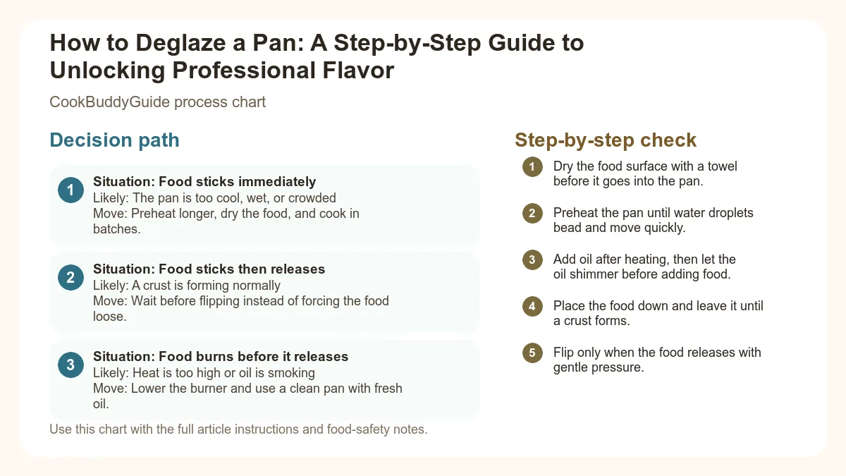 Process chart for How to Deglaze a Pan: A Step-by-Step Guide to Unlocking Professional Flavor