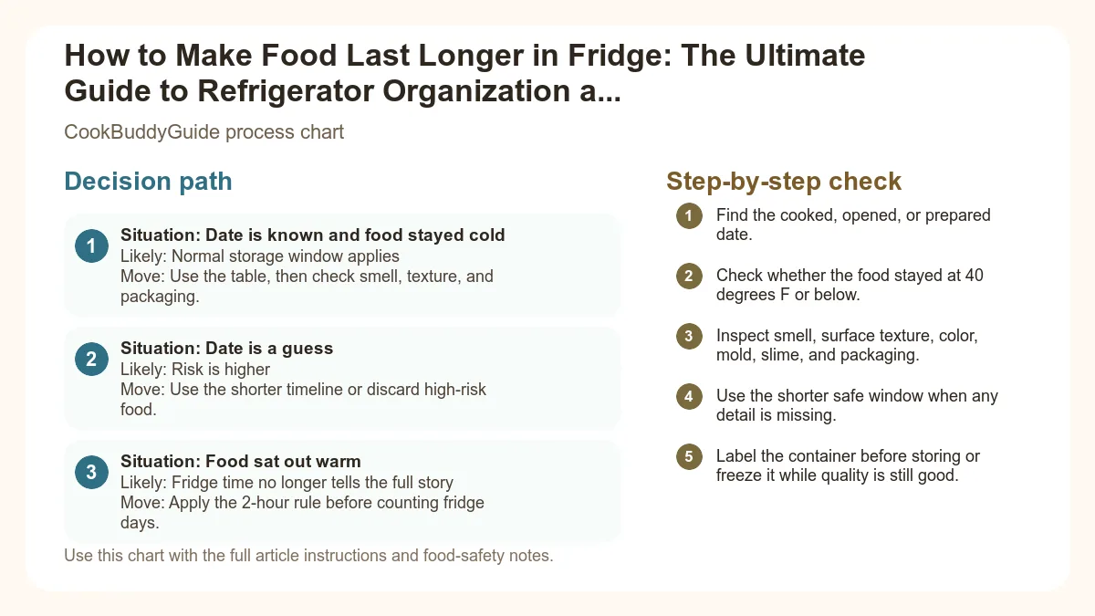 Process chart for How to Make Food Last Longer in Fridge: The Ultimate Guide to Refrigerator Organization and Food Safety