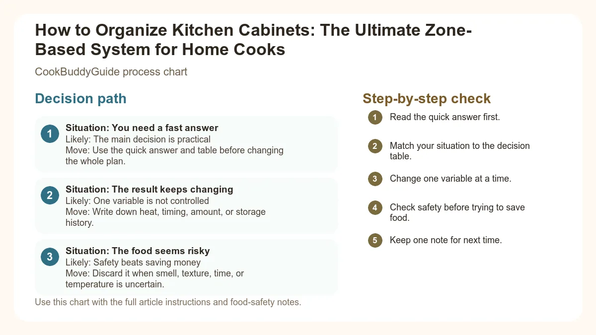 Process chart for How to Organize Kitchen Cabinets: The Ultimate Zone-Based System for Home Cooks