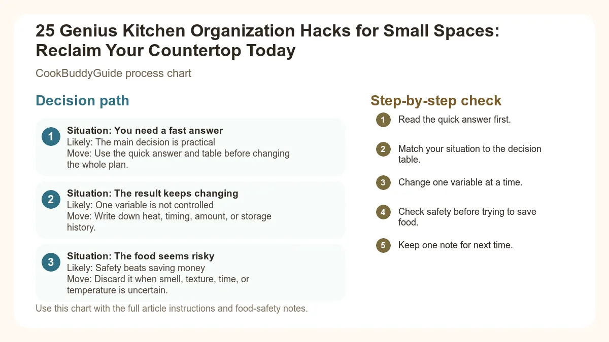 Process chart for 25 Genius Kitchen Organization Hacks for Small Spaces: Reclaim Your Countertop Today