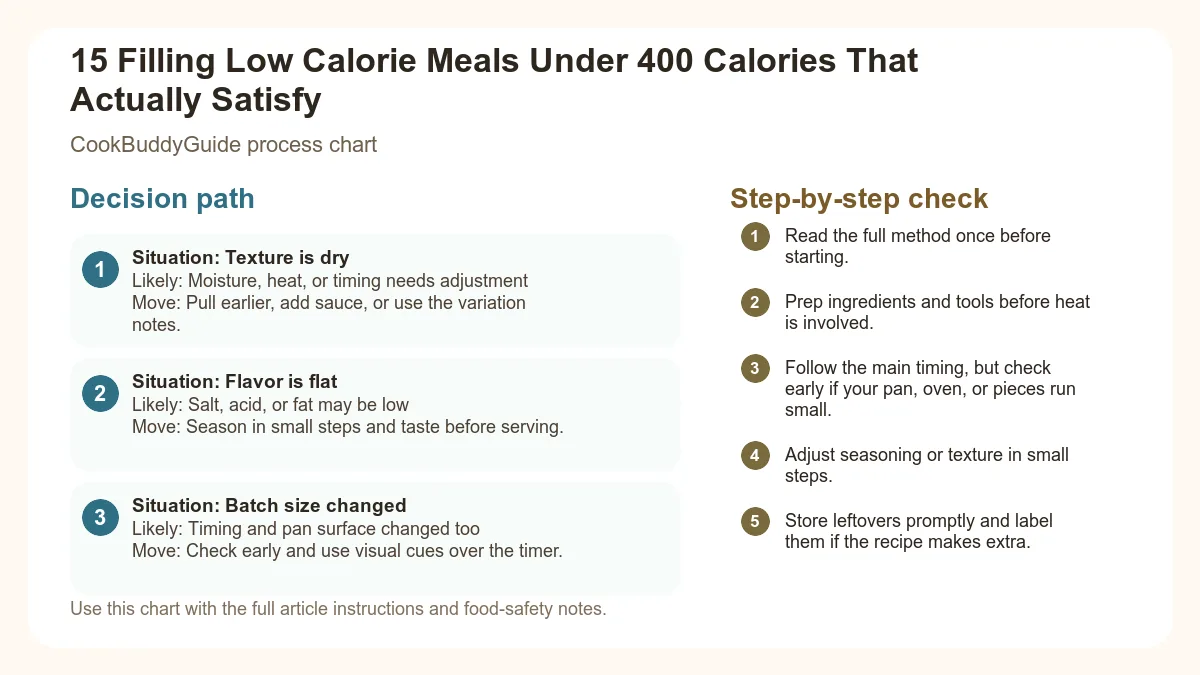 Process chart for 15 Filling Low Calorie Meals Under 400 Calories That Actually Satisfy