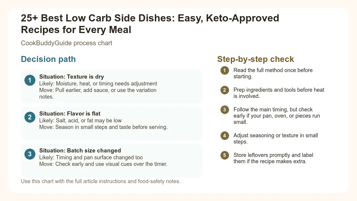 Process chart for 25+ Best Low Carb Side Dishes: Easy, Keto-Approved Recipes for Every Meal