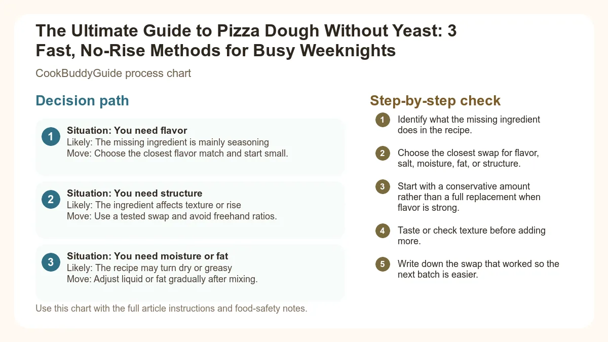 Process chart for The Ultimate Guide to Pizza Dough Without Yeast: 3 Fast, No-Rise Methods for Busy Weeknights