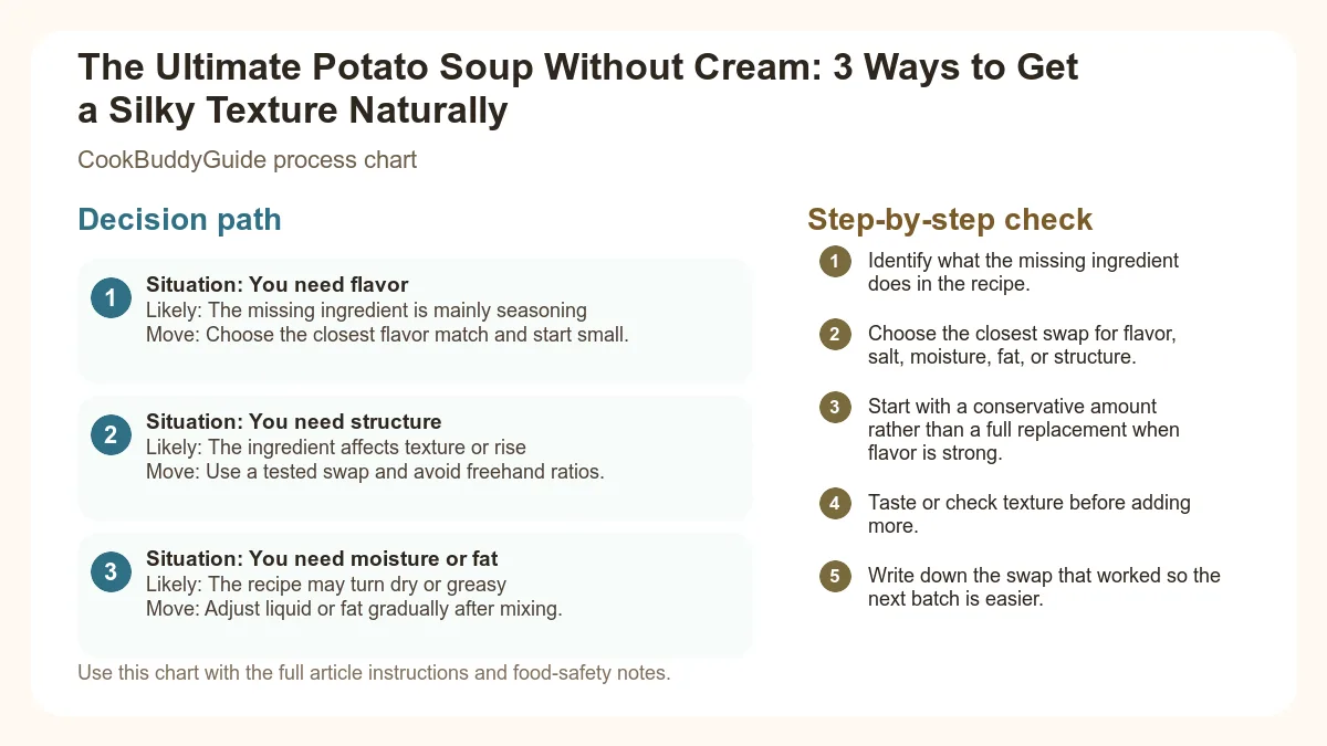 Process chart for The Ultimate Potato Soup Without Cream: 3 Ways to Get a Silky Texture Naturally