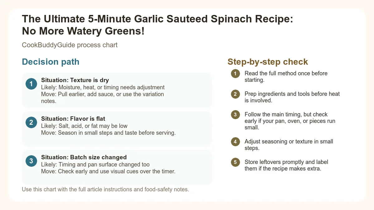 Process chart for The Ultimate 5-Minute Garlic Sauteed Spinach Recipe: No More Watery Greens!