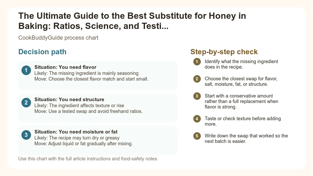 Process chart for The Ultimate Guide to the Best Substitute for Honey in Baking: Ratios, Science, and Testing Notes