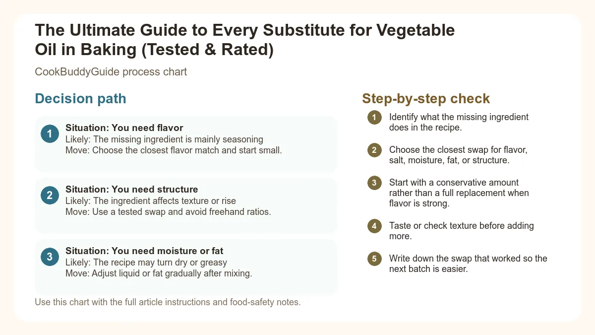Process chart for The Ultimate Guide to Every Substitute for Vegetable Oil in Baking (Tested & Rated)
