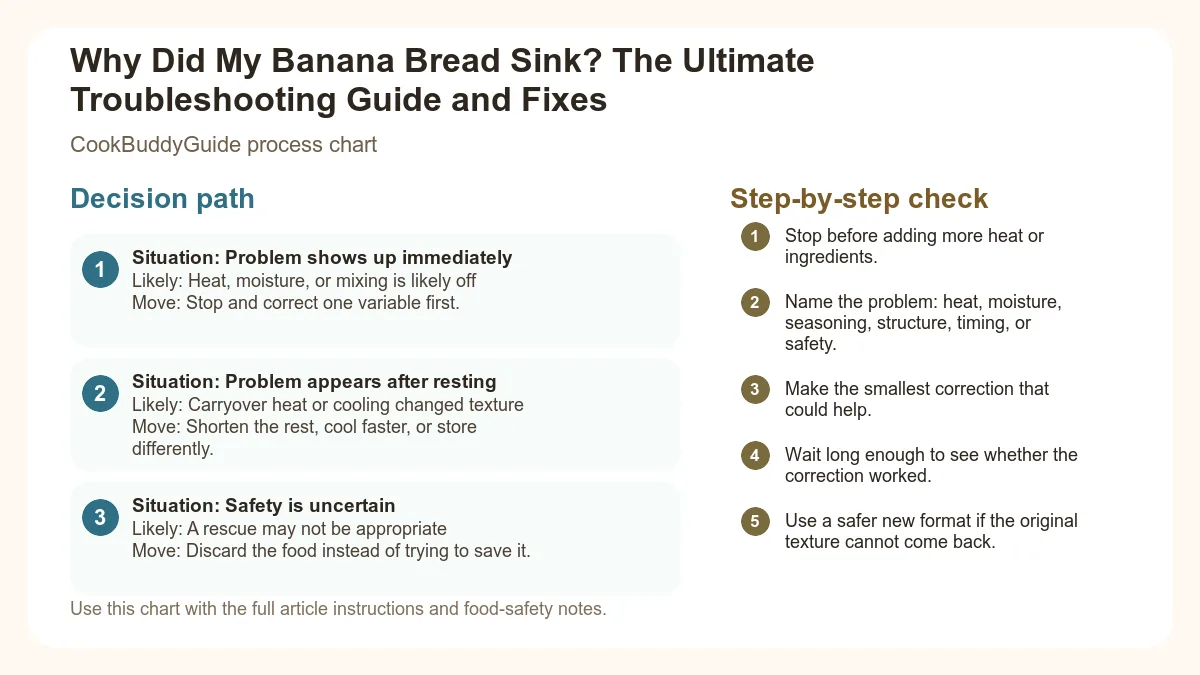 Process chart for Why Did My Banana Bread Sink? The Ultimate Troubleshooting Guide and Fixes