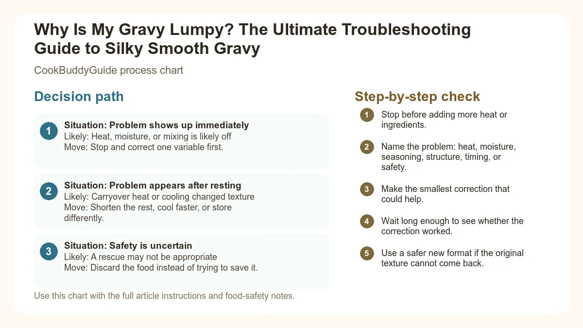 Process chart for Why Is My Gravy Lumpy? The Ultimate Troubleshooting Guide to Silky Smooth Gravy